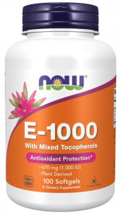 NOW E-1000 100% Mixed Tocopherols, 100 капс