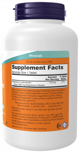 NOW Magnesium Malate 1000 mg, 180 таблеток NOW Magnesium Malate 1000 mg, 180 таблеток