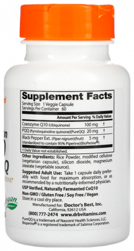 Doctor's Best High Absorption Co Q10, Коэнзим Q10, 60 капсул
