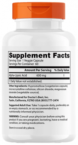 Doctor's Best Alpha-Lipoic Acid, Альфа-Липоевая кислота, 60 капсул