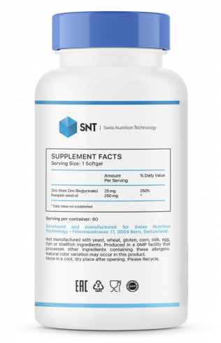 SNT Zinc Chelate, Цинк Хелат, 60 капсул
