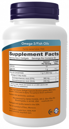 NOW Omega-3 Mini Gels Fish Oil, 180 капсул