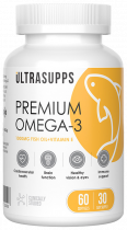 Ultrasupps Premium Omega-3, Премиум Омега-3, 60 капсул
