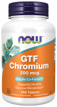 NOW GTF Chromium 200 mcg, Хром 200 мкг, 250 таблеток