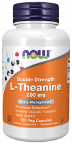 NOW Double Strenght L-Theanine 200 mg, Двойная сила L-Теанина 200 мг, 120 капсул