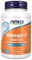 NOW Omega-3, Molecularly Distilled &amp; Enteric Coated Softgels, Омега-3 дезодорированная, 90 капсул
